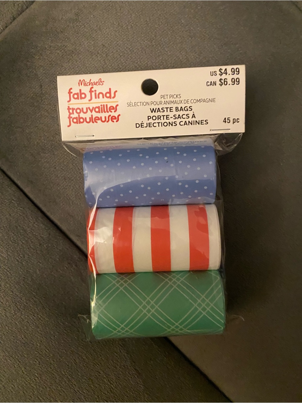 Michaels Fab Finds Decorative Pet Waste Bags - Blue, Red, Green